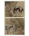 Two Chinese 'Eight Horses of Mu Wang' paintings