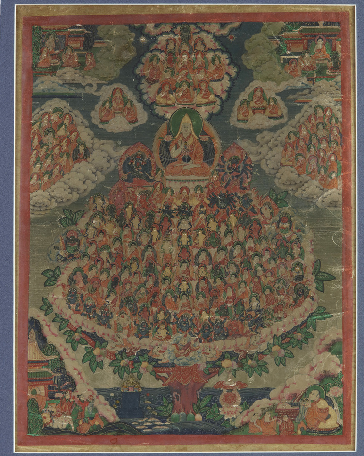 A Tibetan thangka of Tsongkhapa and the Refuge Tree