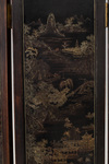 A Chinese precious objects-inlaid black lacquer carved wood six-fold screen