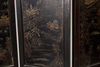 A Chinese precious objects-inlaid black lacquer carved wood six-fold screen