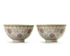A pair of Chinese famille rose 'lotus' bowls