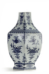 A Chinese blue and white hexagonal vase