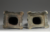A pair of Chinese parcel gilt bronze standing scholars