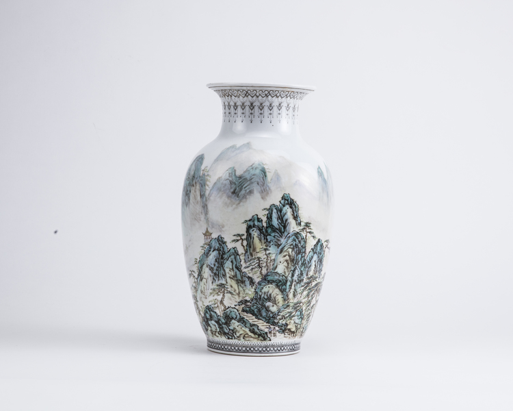 A Chinese famille verte 'landscape' vase