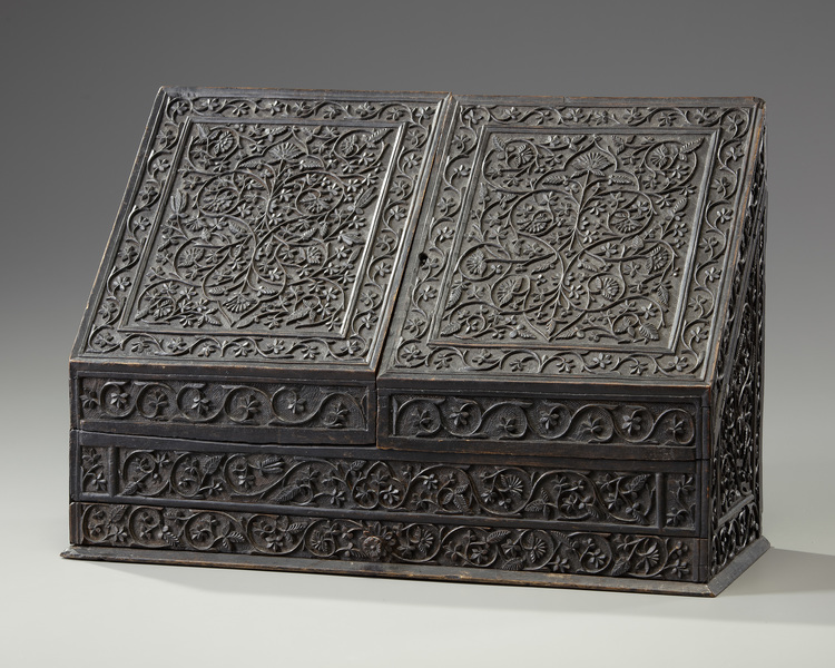 An Islamic lacquer wooden desk letterbox