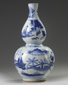 A Chinese blue and white double-gourd vase