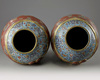 A pair of large Chinese cloisonné enamel 'ribbon' vases