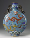 A Chinese cloisonné enamel 'dragon' moonflask