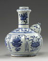 A Chinese blue and white 'Kraak porcelain' kendi