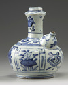 A Chinese blue and white 'Kraak porcelain' kendi