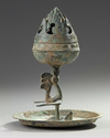 A Chinese bronze 'hill' censer and cover, boshanlu