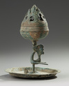 A Chinese bronze 'hill' censer and cover, boshanlu