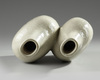 A Chinese crackle glazed 'inscribed' conjoined bottle vase